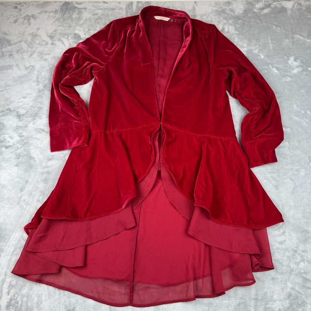 Soft Surroundings Aria Velvet Jacket P XS Raspberry ( pink red) Duster Boho